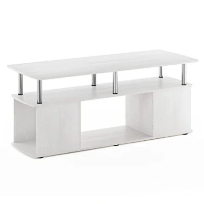 Image of Furinno Utility Design Coffee Table, White Oak/Chrome, 48 (D) x 119.9 (W) 51.1 (H) cm