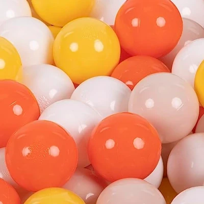 Image of KiddyMoon Soft Plastic Play Balls 100 Balls/7Cm 2.75In Multi Colour Made In EU, Yellow/Orange/Pastel Beige/White