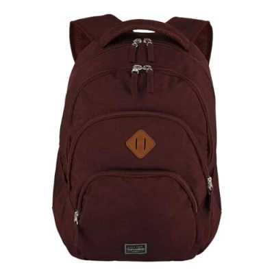 Image of Travelite Unisex Basics Melange Backpack Luggage Hand (Pack of 1), Bordeaux (wine red), 22 Liter (15.6 Zoll laptop),
