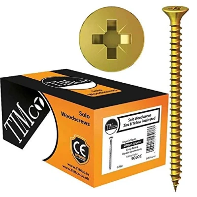 Image of Timco Solo Yellow WOODSCREW POZI COUNTERSUNK SOLOC 10g 12g Packs of 20, 50, 100, 200 or 1000 Screws 4, 4.5, 5, 6mm (50, 3.5 x 12mm)