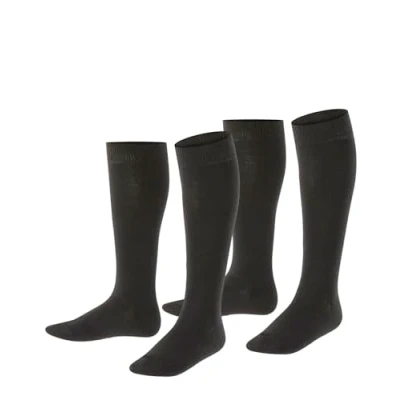 Image of ESPRIT Unisex Kids Foot Logo 2 Pack K KH Cotton Long Plain Pairs Knee High Socks, Black (Black 3000) new eco friendly, 6 8.5