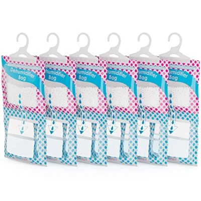 Image of Hangerworld 6 Dehumidifier Hanging Wardrobe Bags Prevents Damp Condensation Mould Moisture.