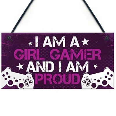 Image of RED OCEAN Gamer Gaming Gifts For Women Novelty Birthday Gift Daughter Sister Girl Hanging Bedroom Room Sign