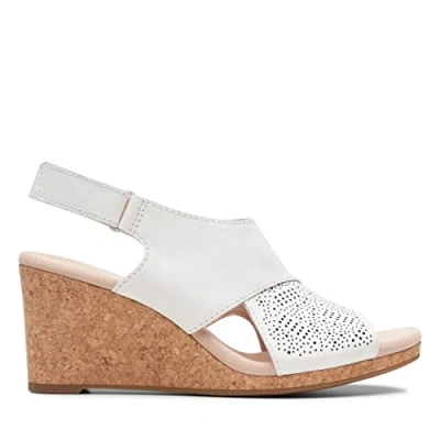 Image of Clarks Lafley Joy Womens White Wedges Leather Size UK 8