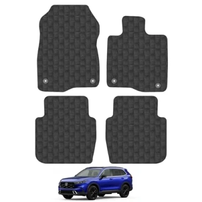 Image of 5mm Rubber Car Mats Compatible With Honda CR V Hybrid (2023+) Tailored Fit Floor Set Accessory Custom Anti Slip Backing Heavy Duty Waterproof Easy Clean Durable All Weather Full Coverage