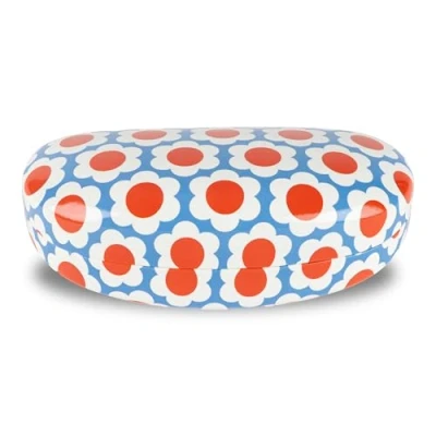 Image of LAGO TERRA Retro Floral Print Hard Shell Sunglasses Case Cornflower Blue (Large)