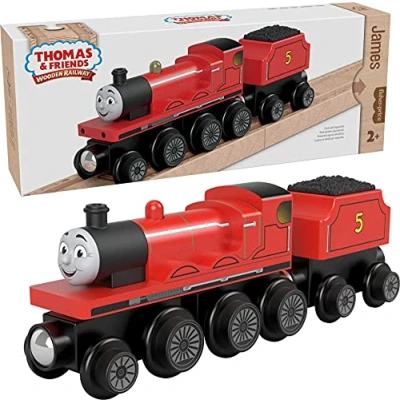 Image of Fisher Price Thomas and Friends Wood James Engine &amp; Car