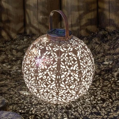 Image of Smart Garden Damasquette Solar Powered LED Silhouette Lantern Bronze 18cm