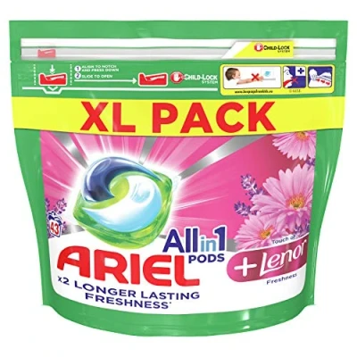 Image of Ariel All in 1 Pods +Lenor Freshness Washing Liquid Capsules, 43 Washes green