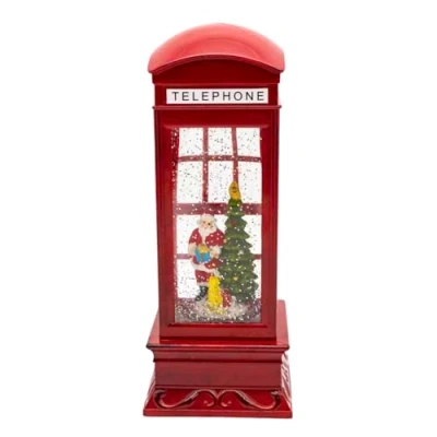 Image of Marco Paul Large Christmas Snow Globes Lantern Globe Light up Traditional London Phone Box ornament, Ornaments for the home, adults (Phone Box)