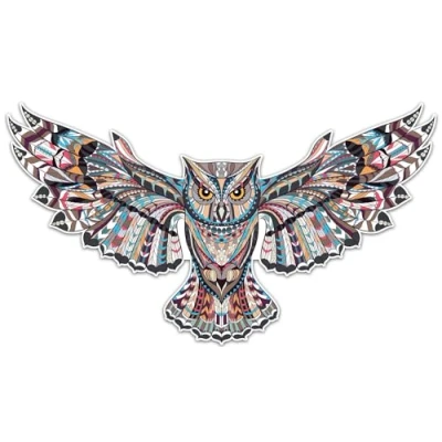 Image of Hodge Creations Pack of 4 Patterned Owl Vinyl Decal Sticker Car, Wall, Laptop, Scrapbook, Campervan, Caravan, Window