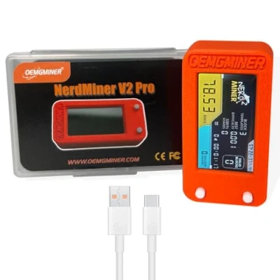 Image of New Nerdminer V2 Pro 78KH/s T Display S3 1.6.3 Bitcoin Solo Lottery Miner Win 3.125 BTC with Low Power Consumption Crypto Orange Case and Type C Data Cable