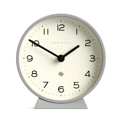 Image of NEWGATE® M Mantel Silent Sweep Clock &#039;No Tick&#039; A Modern Mantelpiece Small Clocks Minimalist Dial (Grey)