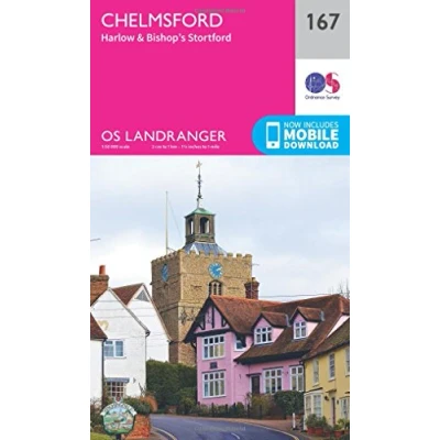 Image of Landranger 167 Chelmsford, Harlow &amp; Bishop&#039;s Stortford Map With Digital Version
