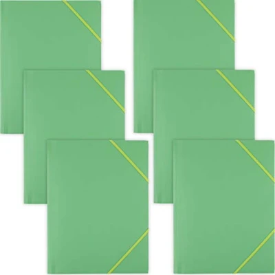 Image of D.RECT Elasticated Folder Folders for Paperwork with Elastic Band Document Organiser School Office Home Pack of 6 Pieces 3 Flaps Size: A4 PP Polypropylene Green