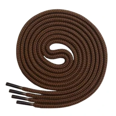 Image of Brown Hiking Round Shoelaces 140cm/55&quot; Long 5mm Wide Strong Heavy Duty Hard Wearing Durable Boot Laces for work Boots, Steel Toe Cap Walking