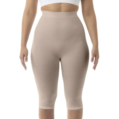Image of Farmacell 123 (Nude, S/M) Women&#039;s high Waisted Anti Cellulite micromassage Capri Leggings
