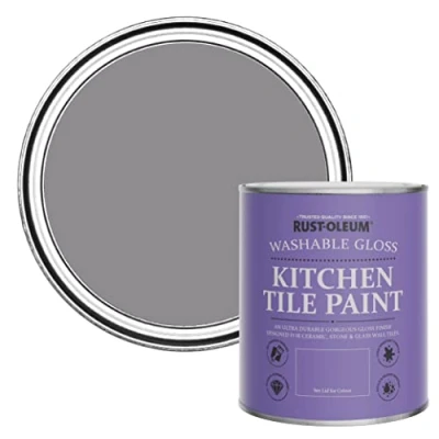 Image of Rust Oleum Purple Water Resistant Kitchen Tile Paint in Gloss Finish Iris 750ml