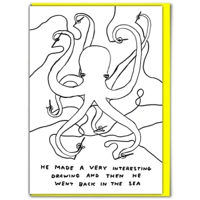 Image of Brainbox Candy Official David Shrigley Funny Birthday Cards Altenative Card Humour &#039;Octopus Drawing&#039; Perfect for Friends Him Her Boyfriend Girlfriend Partner Sold