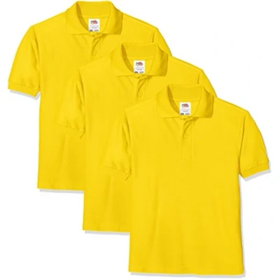 Image of FRUIT OF THE LOOM Unisex Baby Short Sleeve Polo Shirt, Sunflower, 3 4 Years UK