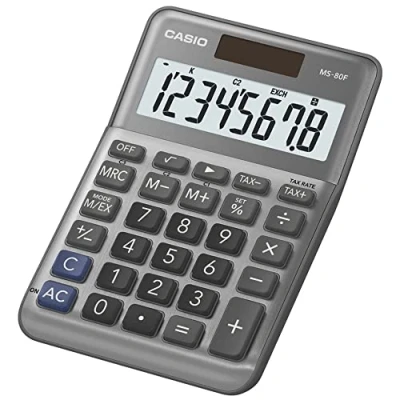 Image of CASIO MS 80F Desk Calculator 8 Digit, Metal Front, Tax, Currency