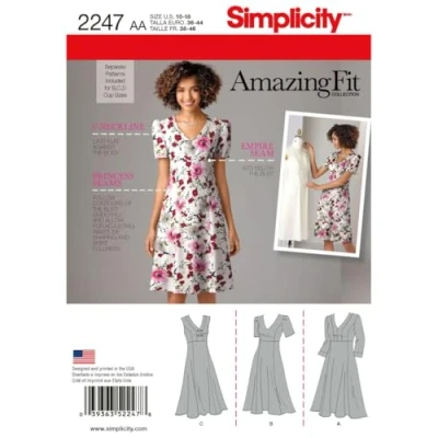 Image of Simplicity 2247Women&#039;s &amp; Plus Size Amazing Fit Dresses, Paper, White, BB (20W 28W)