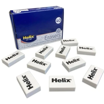 Image of Helix Small White Classic Erasers (Box of 40), 34MM