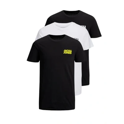 Image of JACK &amp; JONES Men&#039;s T Shirt Logo Tee Crew Neck Pack of 3, 5 (Pack D), M