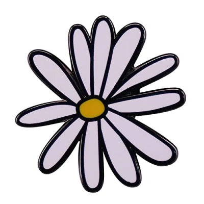 Image of Cute Daisy Flower Enamel Pin Metal Badge Lapel for Shirt Hat Cardigan Sweater Decorate Badges Kids Clothes Jewelry Gift
