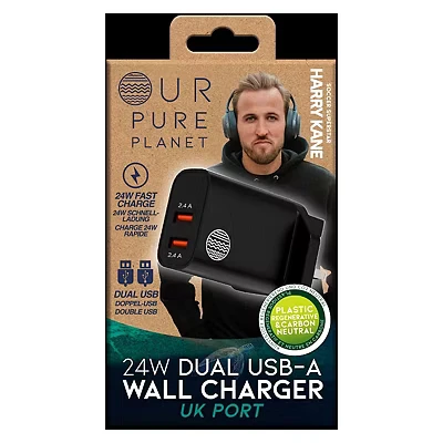 Image of Our Pure Planet Harry Kane 24W Dual USB A UK Wall Charger