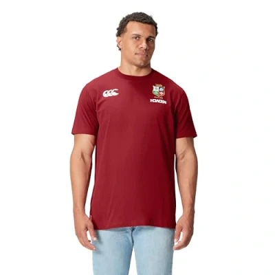 Image of Men&#039;s British &amp; Irish Lions Canterbury Cotton Rugby Jersey Tee, Red Dahlia, XS