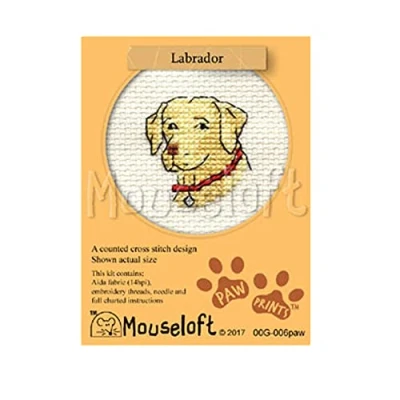 Image of Mouseloft Mini Cross Stitch Kit Labrador, Paw Prints Collection