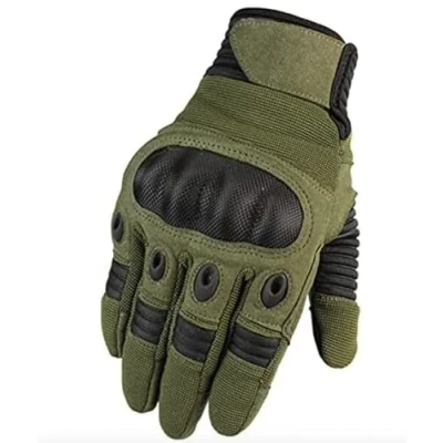 Image of Full Finger Touch Screen Contact Gloves Hard Knuckle Cycling Biking Paintball Airsoft (Green, Small)
