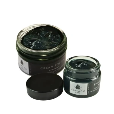Image of Famaco Bottle Green 50ml Renovating Polish and 15ml Scuff Scratch Dye with Polishing Cloth Free Touch up Brush Long Lasting Shine Protector Kit for Boots Shoes
