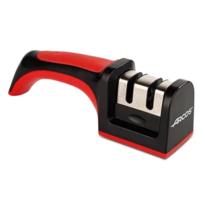Image of Arcos Sharpeners Manual Knife Sharpener Made of ABS + TPE Carbide and Ceramic Rollers Black Red Color