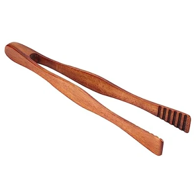 Image of TOPINCN BBQ Cooking Tongs Wooden Clip Buffet Food Bread Steak Kitchen Clamp Serving Tool