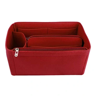 Image of NOTAG Bag Organiser Felt Insert Handbag Multi Pocket Tote (Red, Medium)