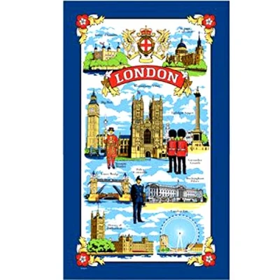 Image of London Tea Towel Souvenir Gift Scenes Big Ben Nelson Tower Bridge Landmarks