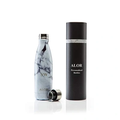 Image of White Marble Personalised Water Bottle 500ml **Free Personalisation**