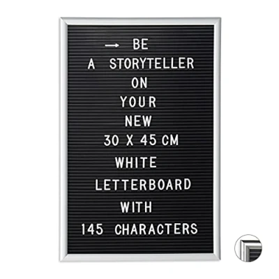 Image of Relaxdays Set of 1 Framed Letter Board, Includes Letters, Numbers &amp; Special Characters, XL Message 30x4cm White