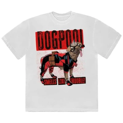 Image of Deadpool Dogpool Smells Like Trouble T Shirt M White