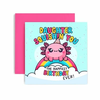 Image of Huxters Daughter Happy Birthday Card for Axolotl Gift Her 14.8cm (Axolotl Daughter)
