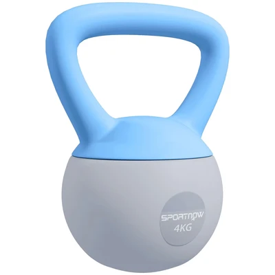 Image of SPORTNOW Soft Kettlebell, 4kg Kettle Bell with Non Slip Handle for Home Gym Weight Lifting and Strength Training, Light Blue Grey