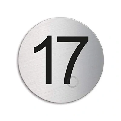 Image of Round room house mailbox number 17 brushed stainless steel no.40087