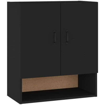 Image of vidaXL Modern Wall Mounted Cabinet in Black Color Constructed with Engineered Wood for Living Room and Lounge Area