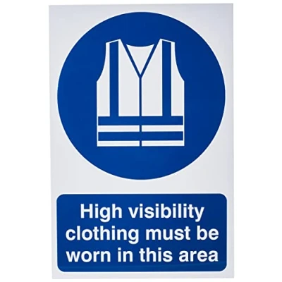 Image of Scan SCA0022 Self adhesive PVC sign High visibility jackets must be worn in this area,White 200 x 300mm