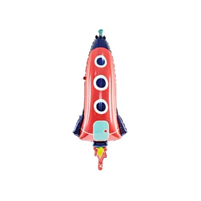 Image of partydeco.pl Foil Balloon Red Rocket / Helium Space Decoration Children&#039;s Birthday