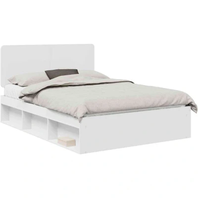 Image of vidaXL Bed Frame with Headboard White 150 x 200 cm Solid Pine Wood