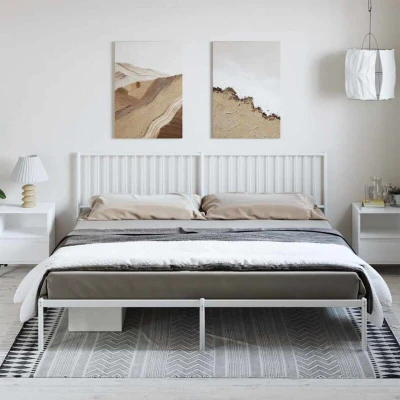 Image of vidaXL Metal Bed Frame without Mattress with Headboard White 193x203cm
