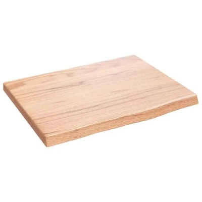 Image of vidaXL Wall Shelf Solid Oak Wood Light Brown 40x30x2 cm Rustic Style Versatile and Practical Handmade with Live Edge